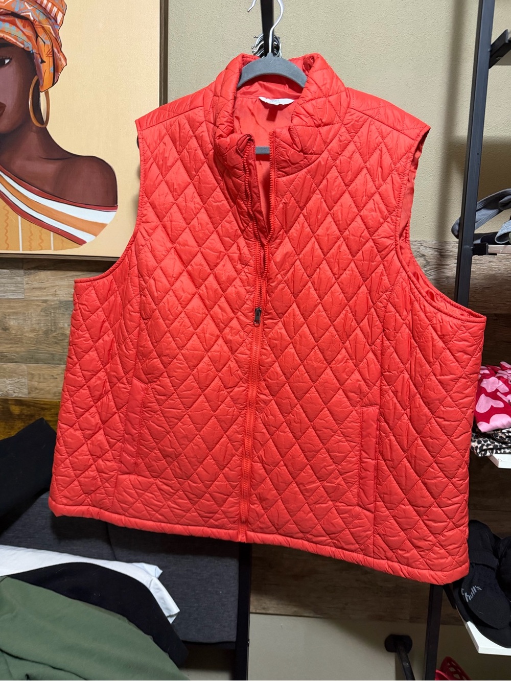 Time and Tru Quilted Sleeveless Puffer Vest - Red